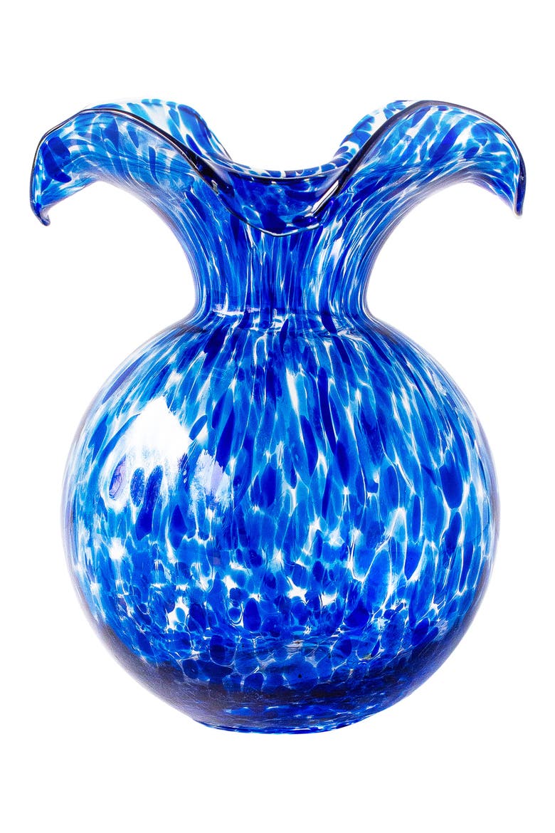 Hibiscus Fluted Glass Vase, Alternate, color, BLUE