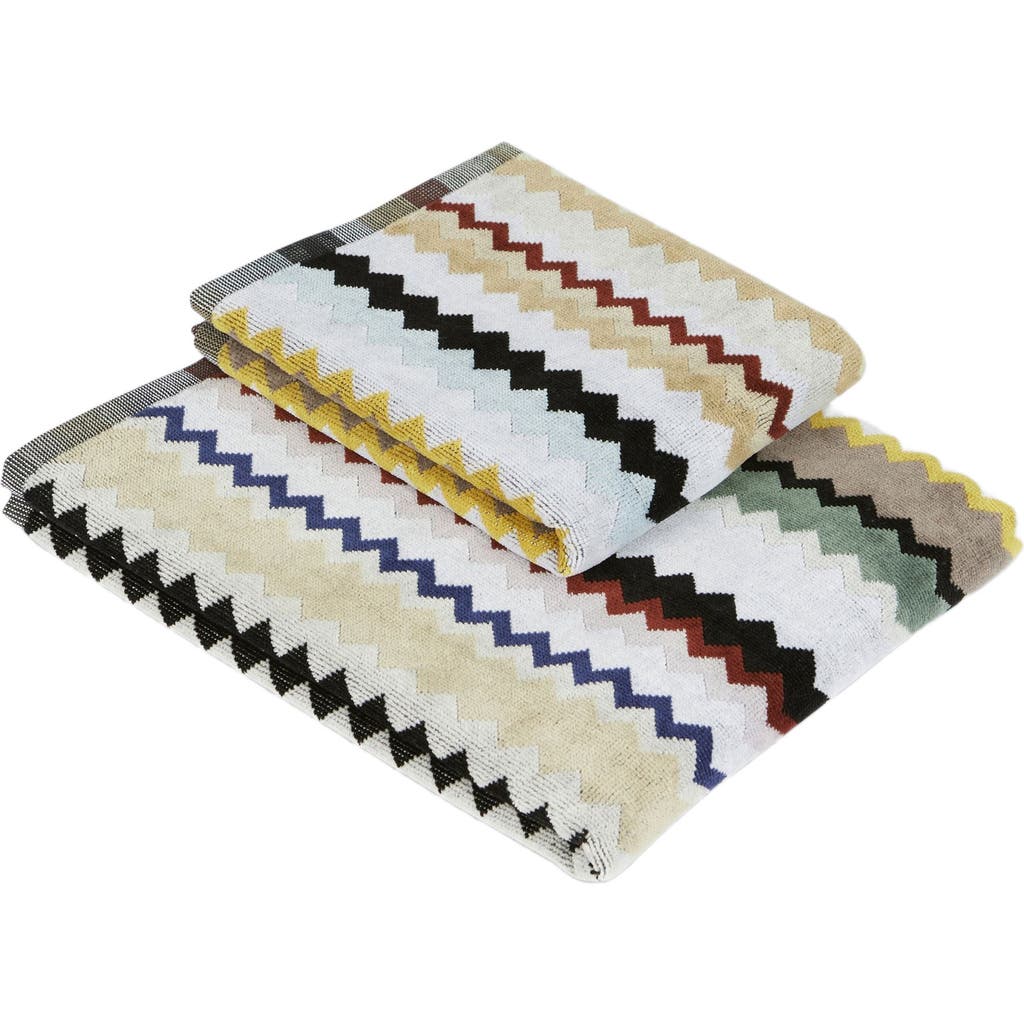 Missoni Home 2-piece Curt Bath Towel Set In Chevron Cotton Terry in Black  product