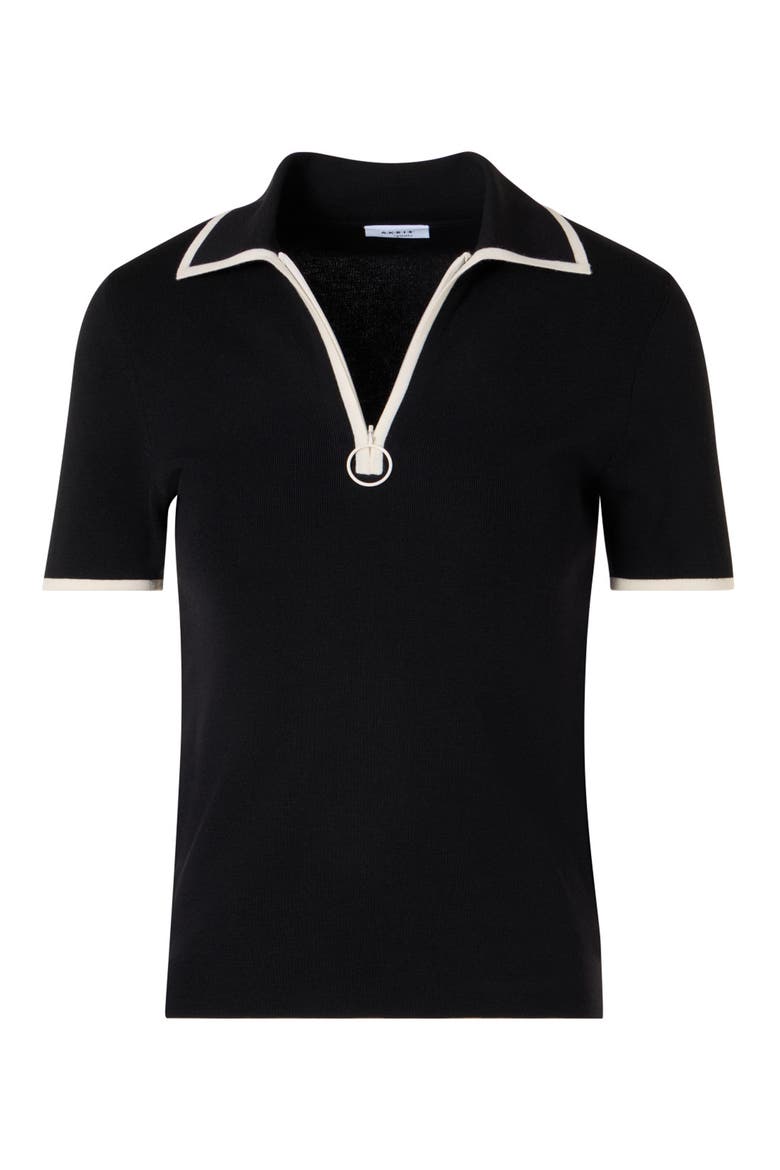 Zip Polo, Alternate, color, BLACK-CREAM