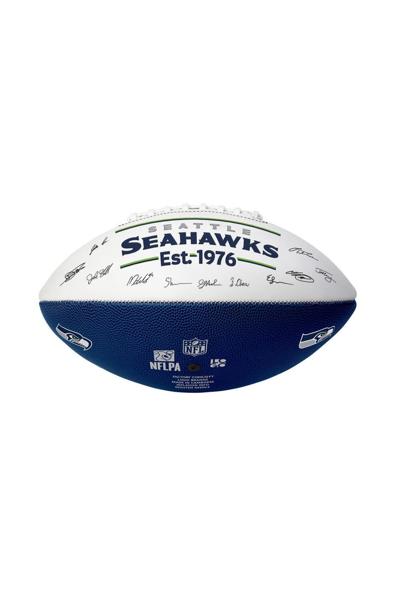 LOGO BRANDS Seattle Seahawks 2025 Autograph Signature Football, Alternate, color, Navy