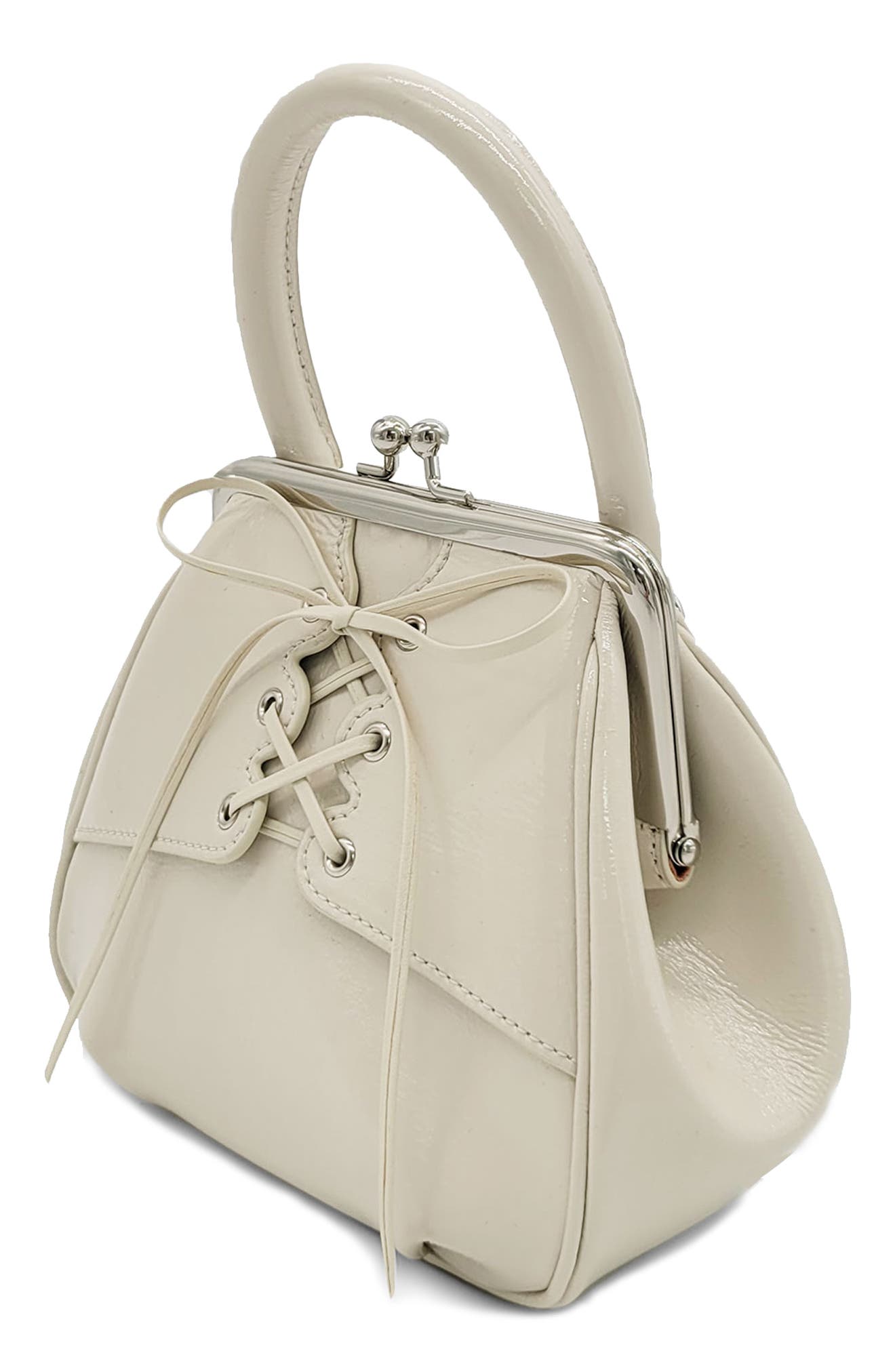 Mini Lace Up Leather Tote, Alternate, color, IVORY