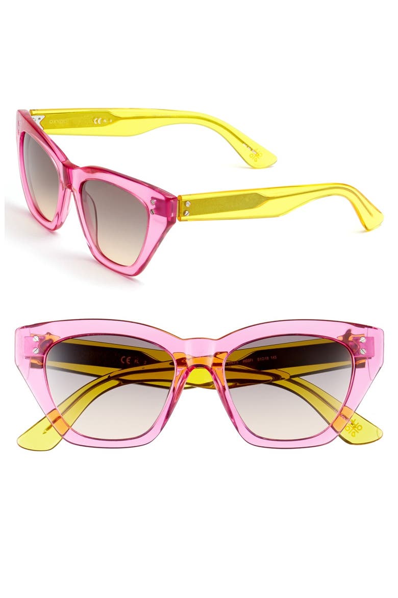 51mm Cat-Eye Sunglasses, Main, color, FUCHSIA/ YELLOW