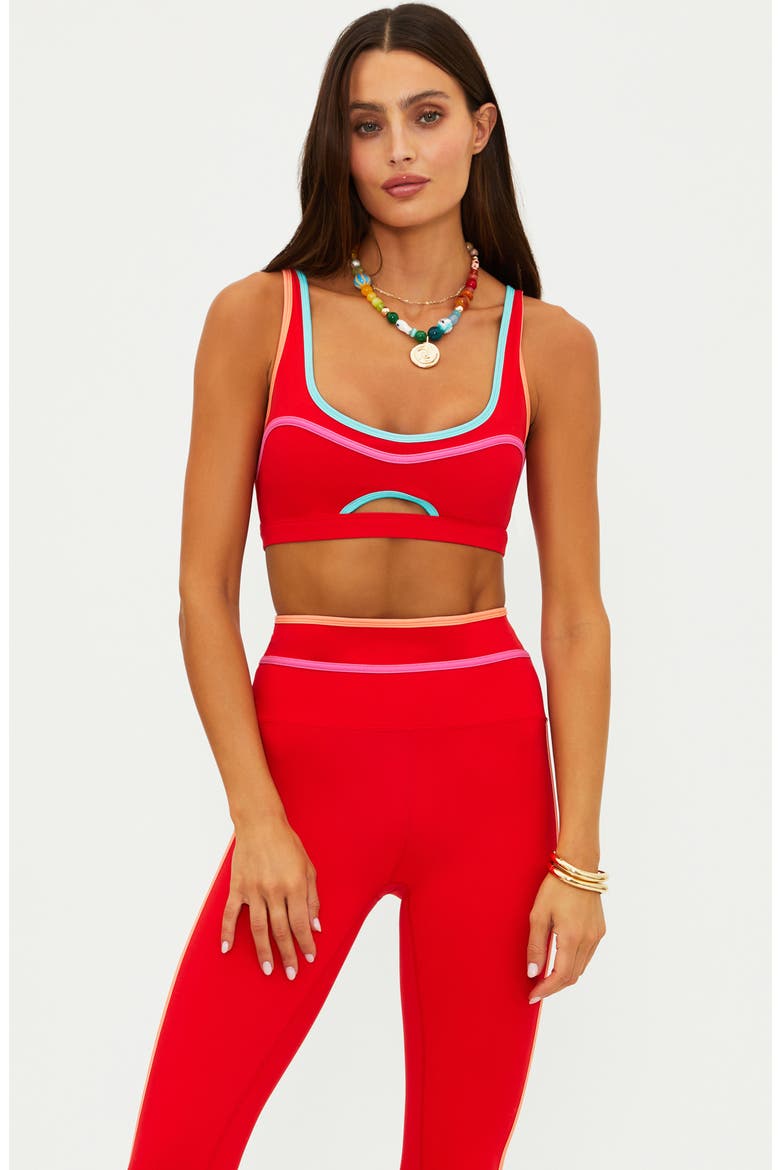 Solara Side Stripe Leggings, Alternate, color, STRAWBERRY
