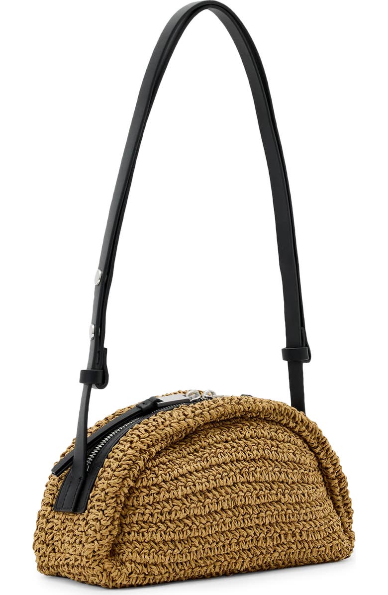 AllSaints Arc Raffia Crossbody Bag, Alternate, color, Biscuit Brown