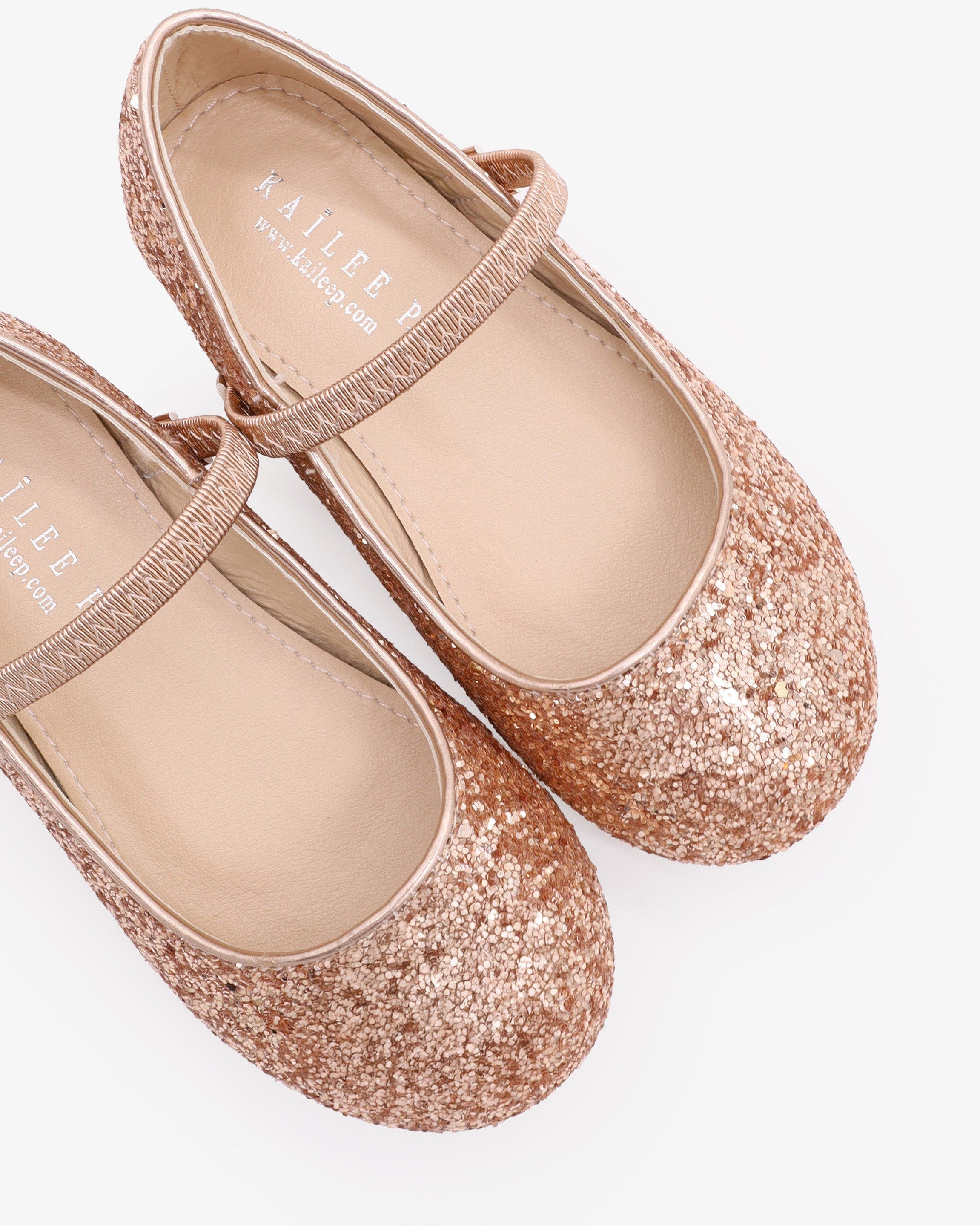 Kailee P Ridley-RG Rock Glitter Mary Jane Ballet Flats, Alternate, color, Rose Gold