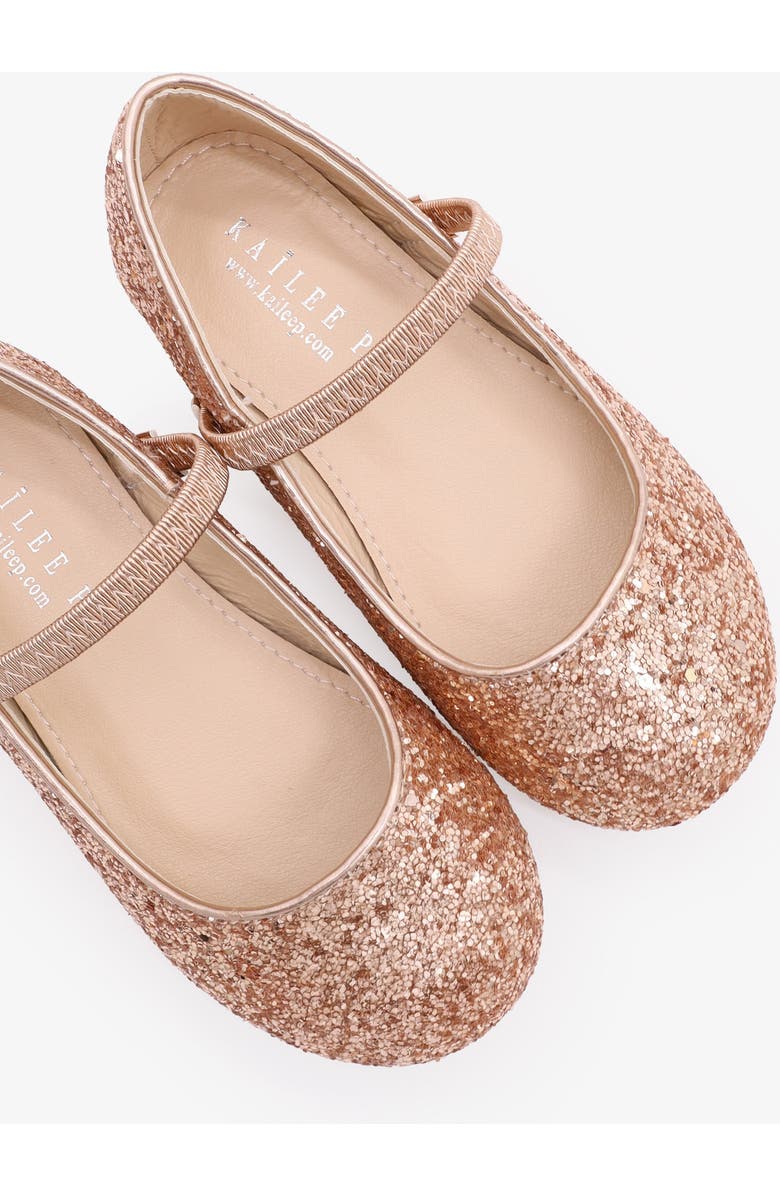 Kailee P Ridley-RG Rock Glitter Mary Jane Ballet Flats, Alternate, color, Rose Gold