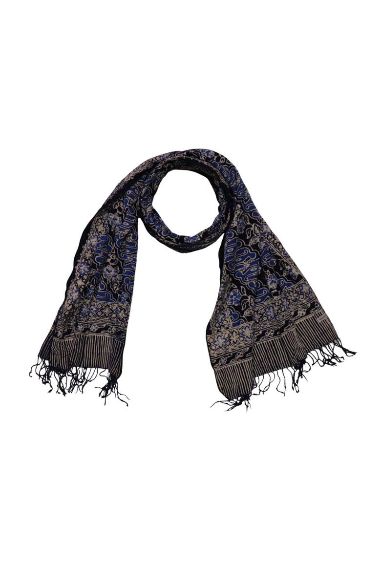 Kasih Co-op Handmade Batik Scarf, Main, color, Midnight Autumn