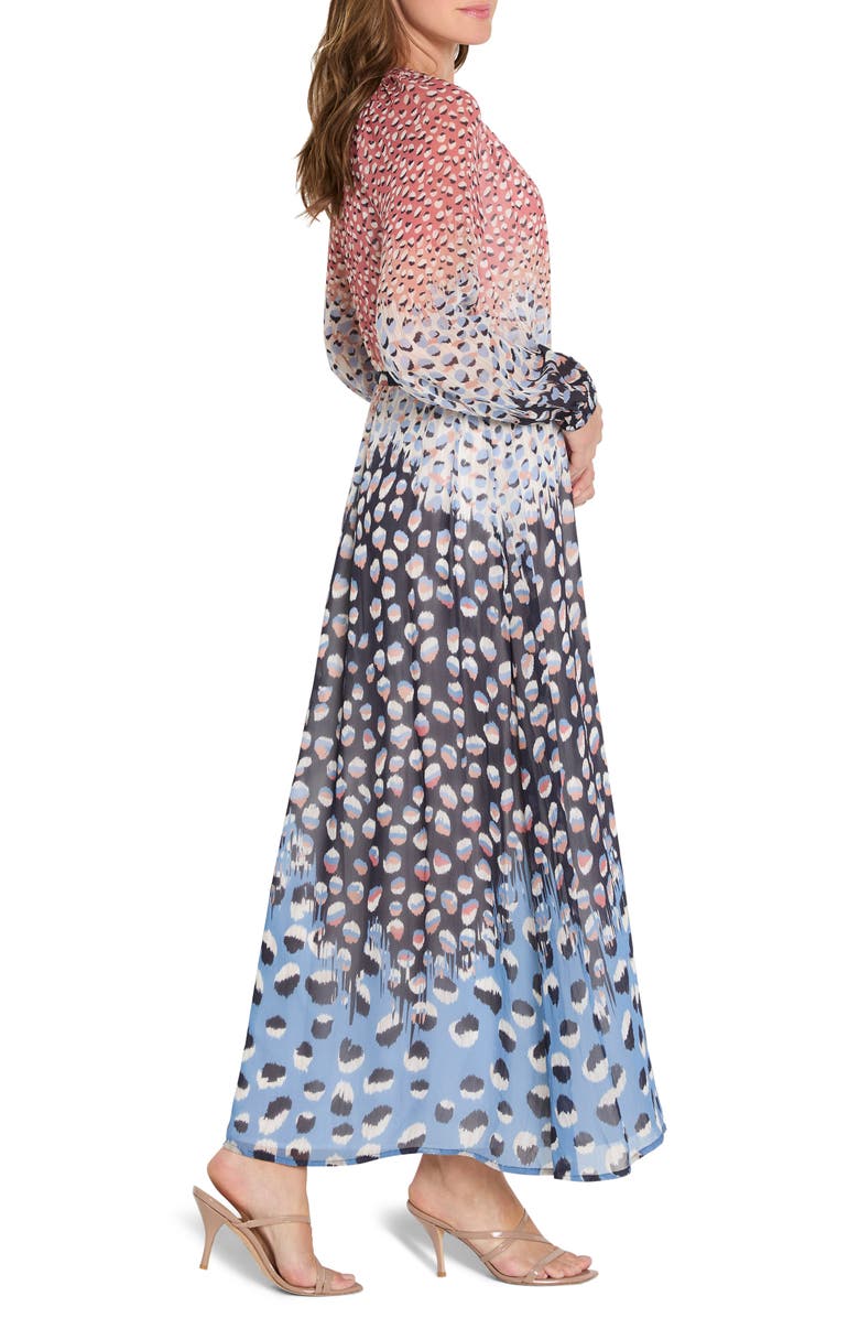 NIC+ZOE Blue Dahlia Long Sleeve Maxi Dress, Alternate, color, Blue Multi