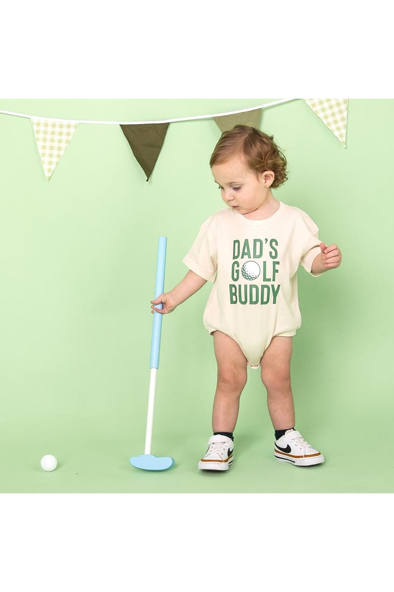 Dad's Golf Buddy Short Sleeve Romper, Alternate, color, Natural
