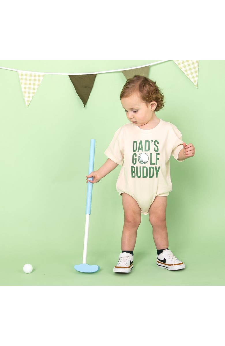 Sweet Wink Dad's Golf Buddy Short Sleeve Romper, Alternate, color, Natural