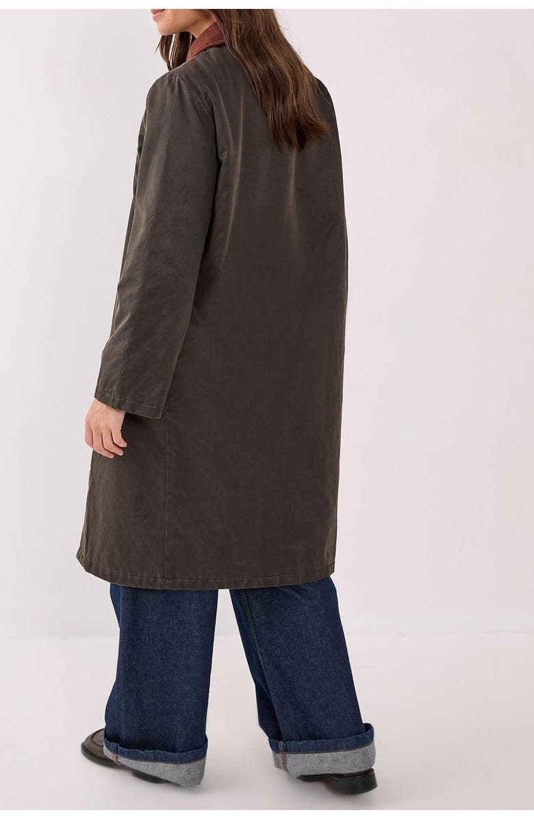 NASTY GAL Longline Cord Collar Wax Effect Coat, Alternate, color, Brown