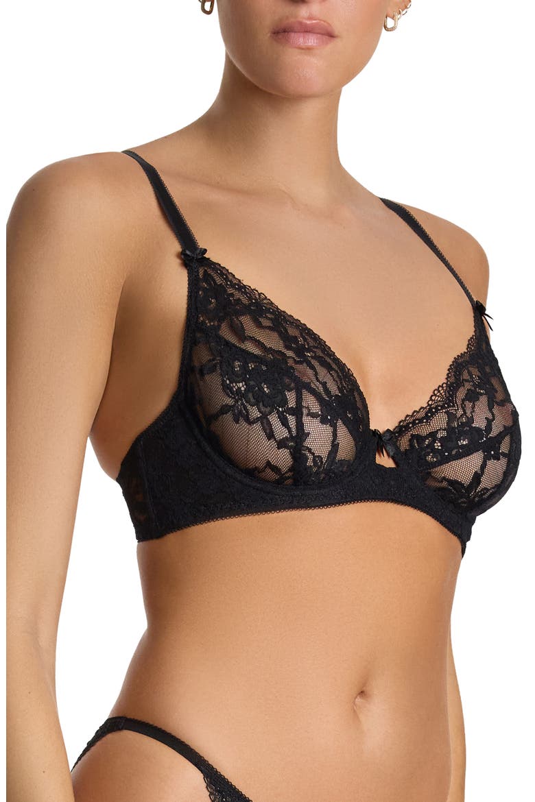 x Lexi Wood Stephanie Lace Underwire Bra, Alternate, color, BLACK