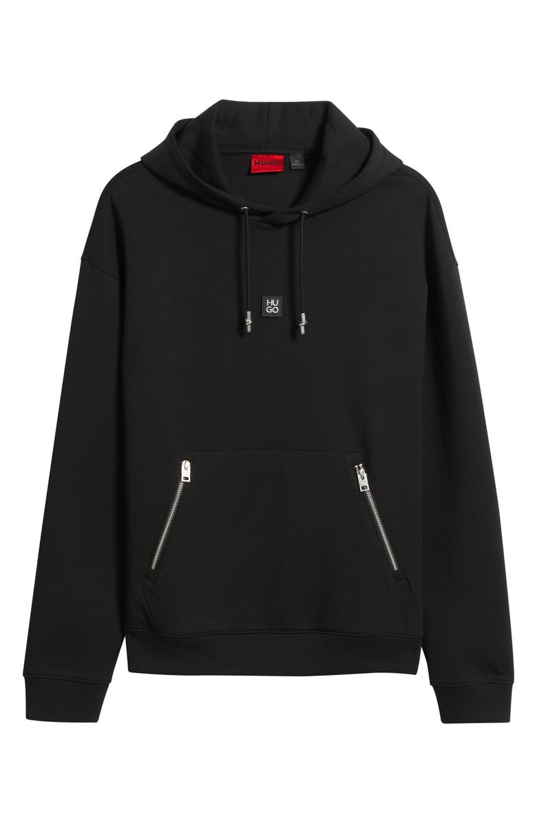 HUGO Dargen Knit Pullover Hoodie, Alternate, color, Black