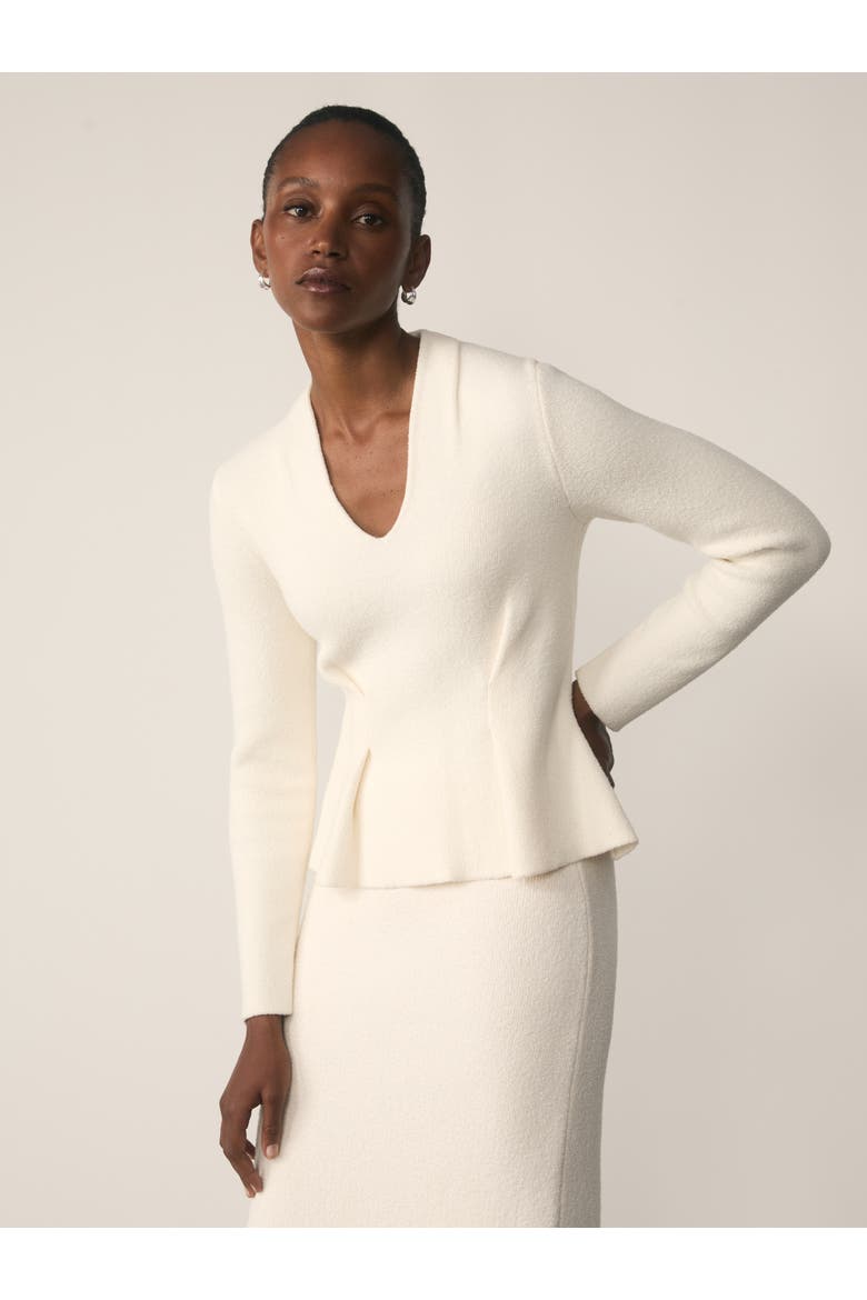 Roveta Cotton Blend Boucle Top, Alternate, color, White
