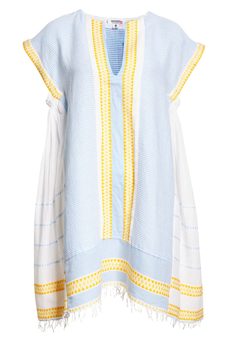 Jemari Cotton Blend Cover-Up Caftan Dress, Alternate, color, SKY