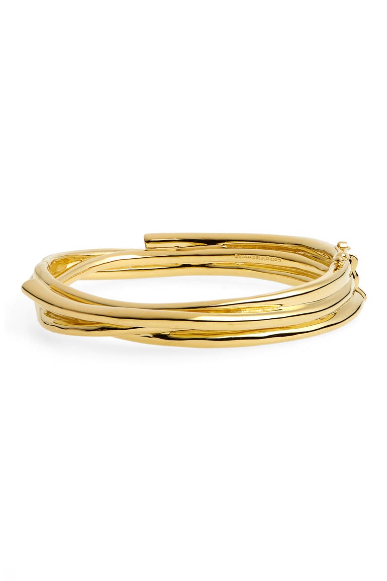 Coil Hinged Bangle, Main, color, 18CT GOLD PLATED