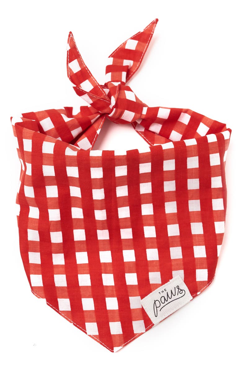 The Paws Classic Red Check Dog Bandana, Main, color, 