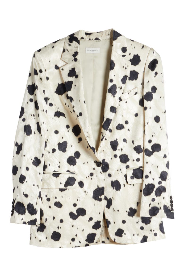 Blanchet Ink Spot Print Single Breasted Blazer, Alternate, color, ECRU