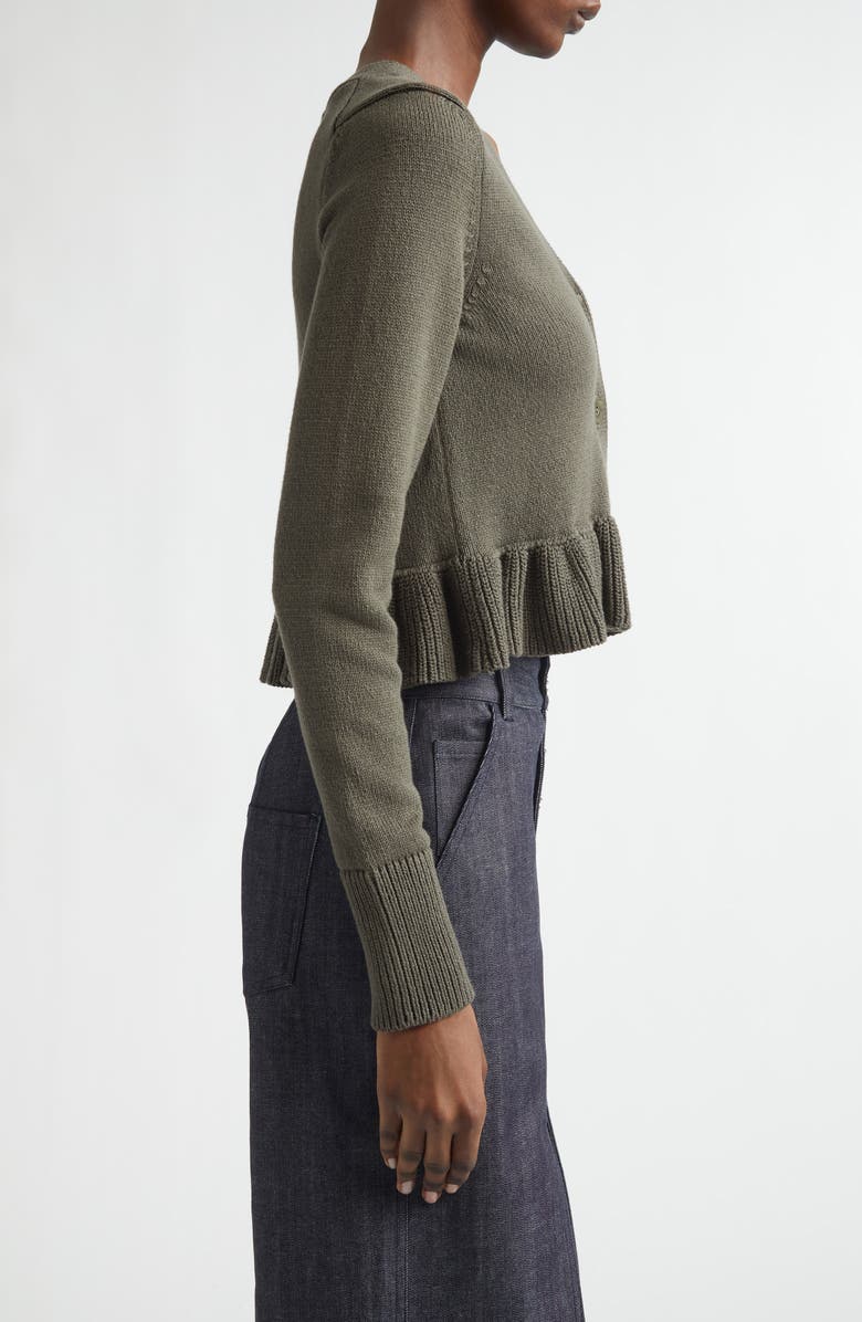 Cecilie Bahnsen Prisca Cotton & Silk Cardigan, Alternate, color, Olive Cotton Silk Blend