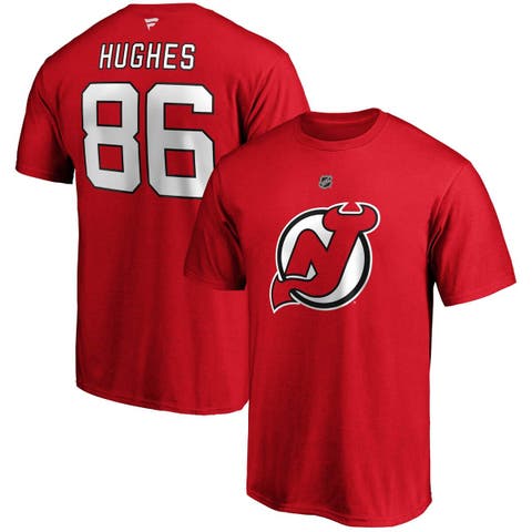 Men's Fanatics Branded Jack Hughes Red New Jersey Devils Big & Tall Name & Number T-Shirt