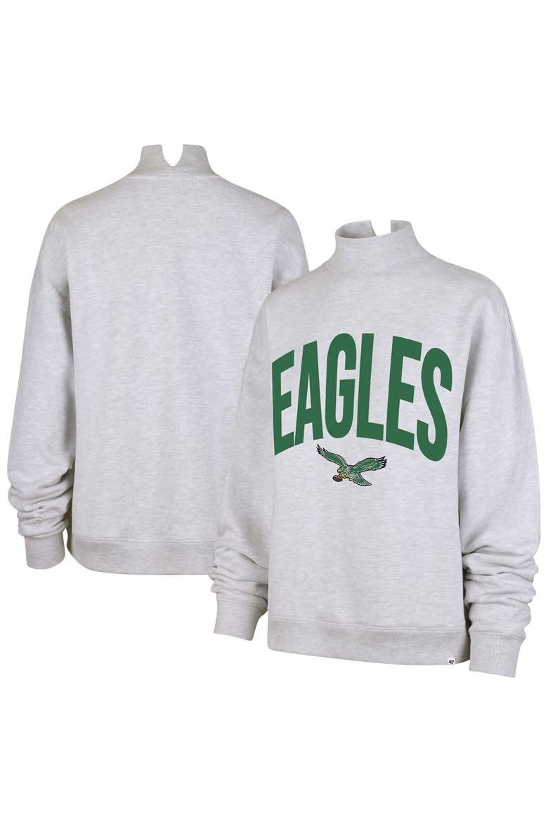 Women's '47  Gray Philadelphia Eagles Subtle Muse Mock Neck Sweatshirt, Main, color, Gray