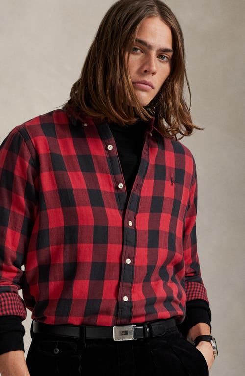 Polo Ralph Lauren Classic Fit Check Cotton Twill Button-down Shirt In Red