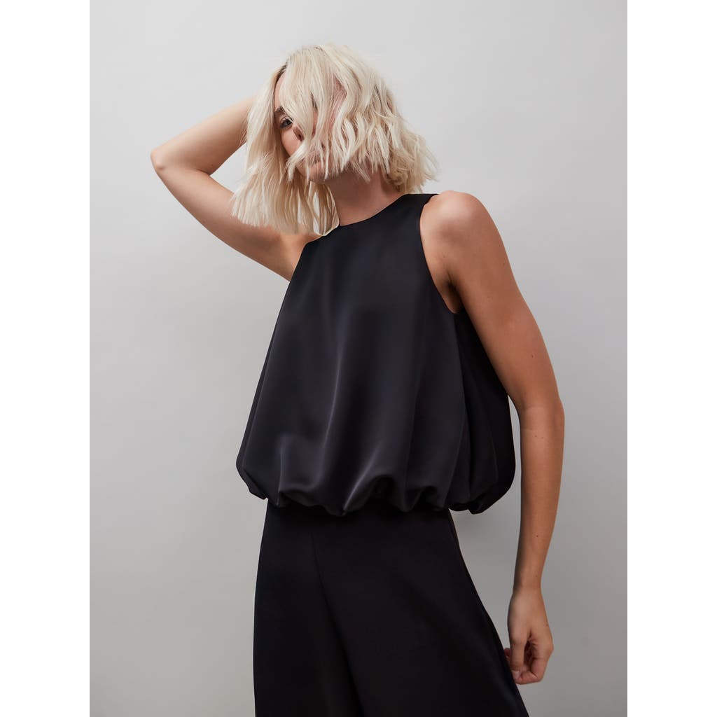 Ro&zo Sleeveless Bubble Hem Top In Black