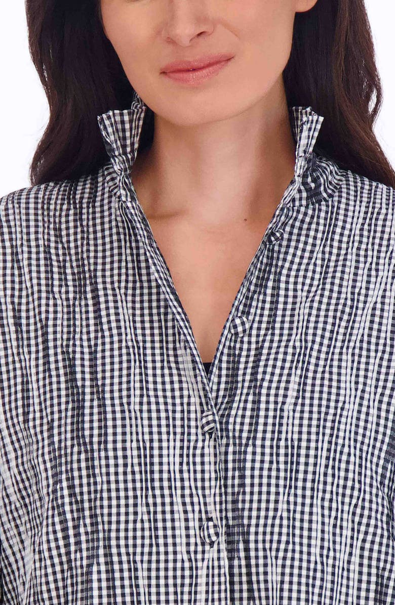 Foxcroft Carolina Crinkled Gingham Cotton Blend Shirt Jacket, Alternate, color, 