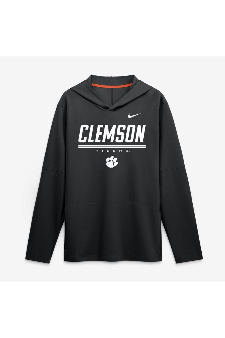 Men's Nike Black Clemson Tigers 2026 Sideline Lightweight Long Sleeve Hooded Dri-FIT Top, Main, color, Black