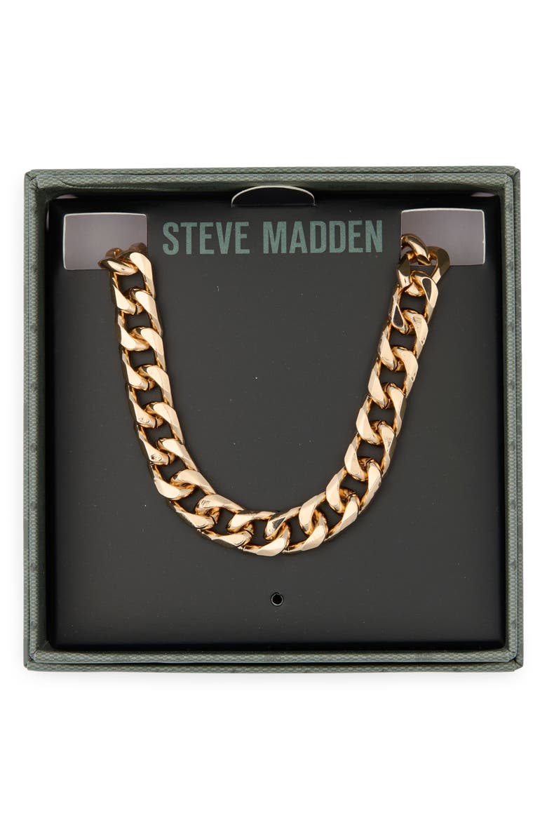 Steve Madden Curb Chain Necklace, Main, color, Shiny Gold