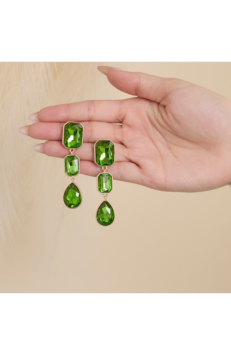 Jessica Simpson Green Crystal Drop Earrings, Alternate, color, 