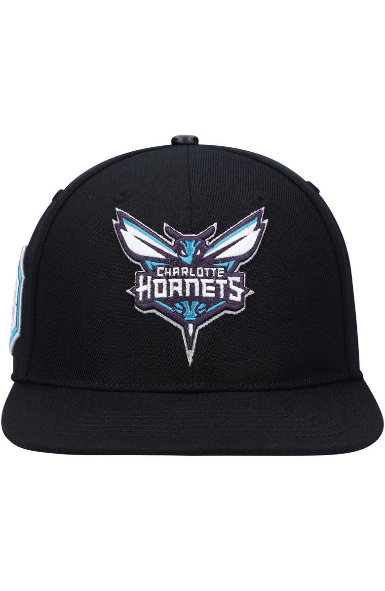PRO STANDARD Men's Pro Standard Black Charlotte Hornets Primary Logo Snapback Hat, Alternate, color,