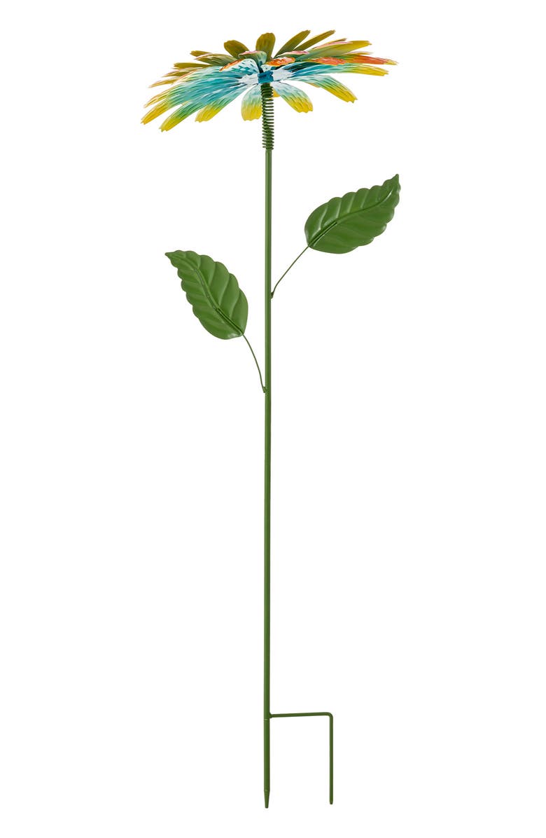 Glitzhome 41"H Garden Metal Flower Yardstake, Alternate, color, Green