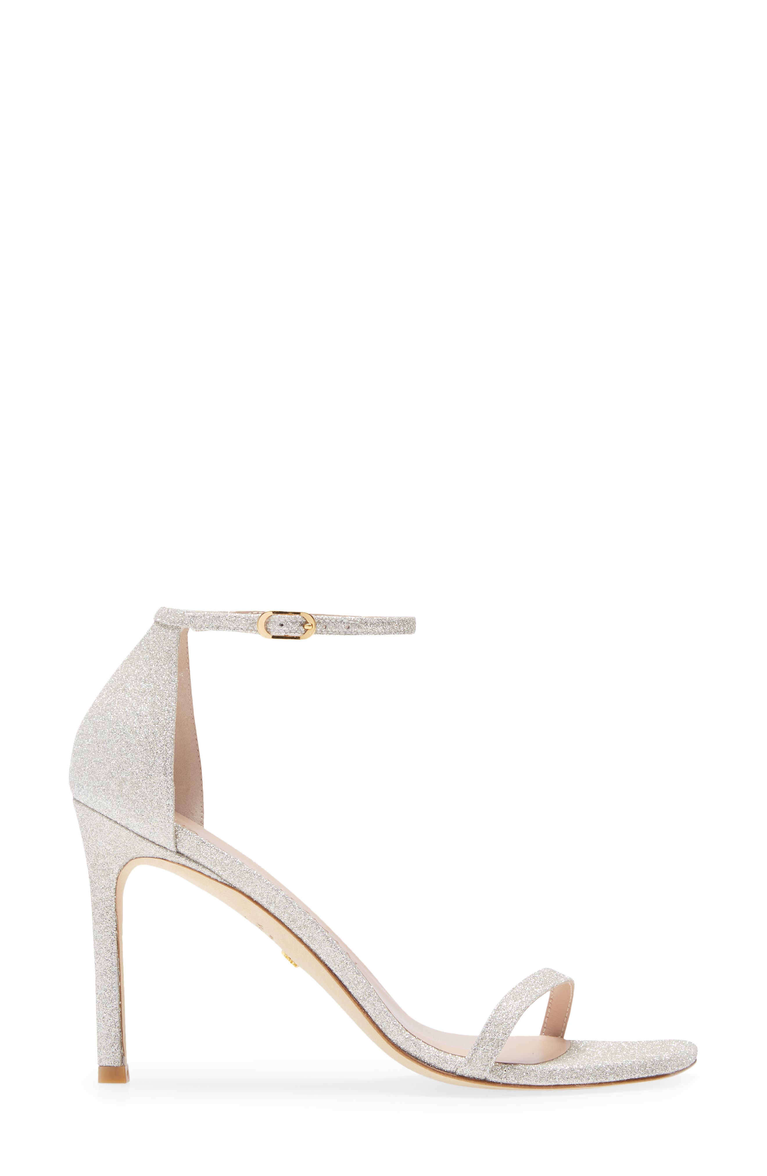 Amelina Ankle Strap Sandal, Alternate, color, PLATINO FINE GLITTER