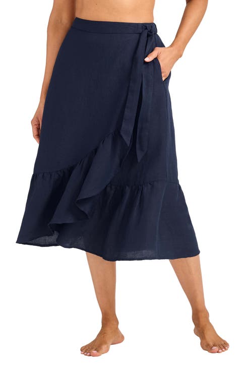 St. Lucia Linen Blend Cover-Up Wrap Skirt