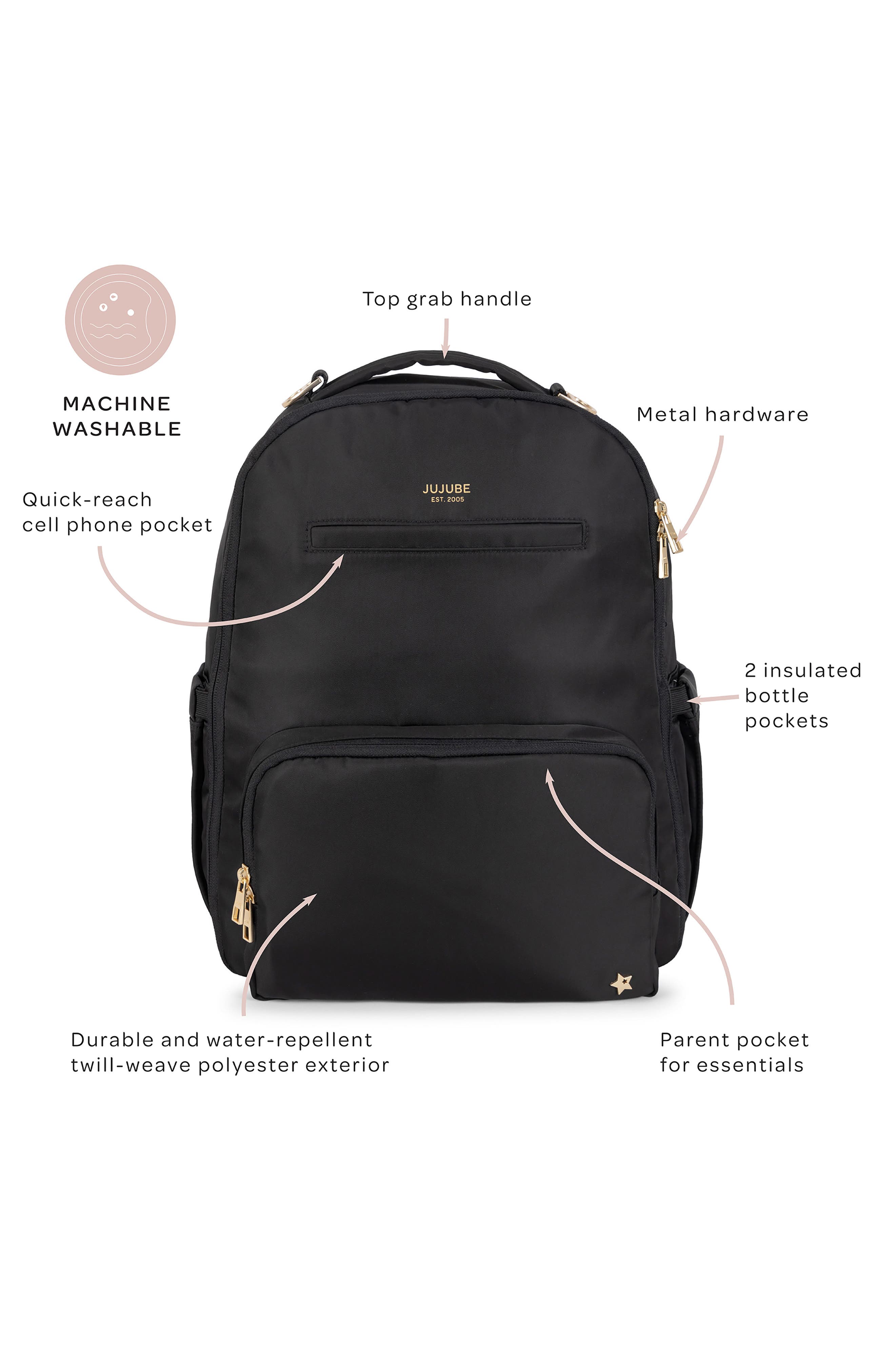 JuJuBe Classic Diaper Backpack, Alternate, color, Black