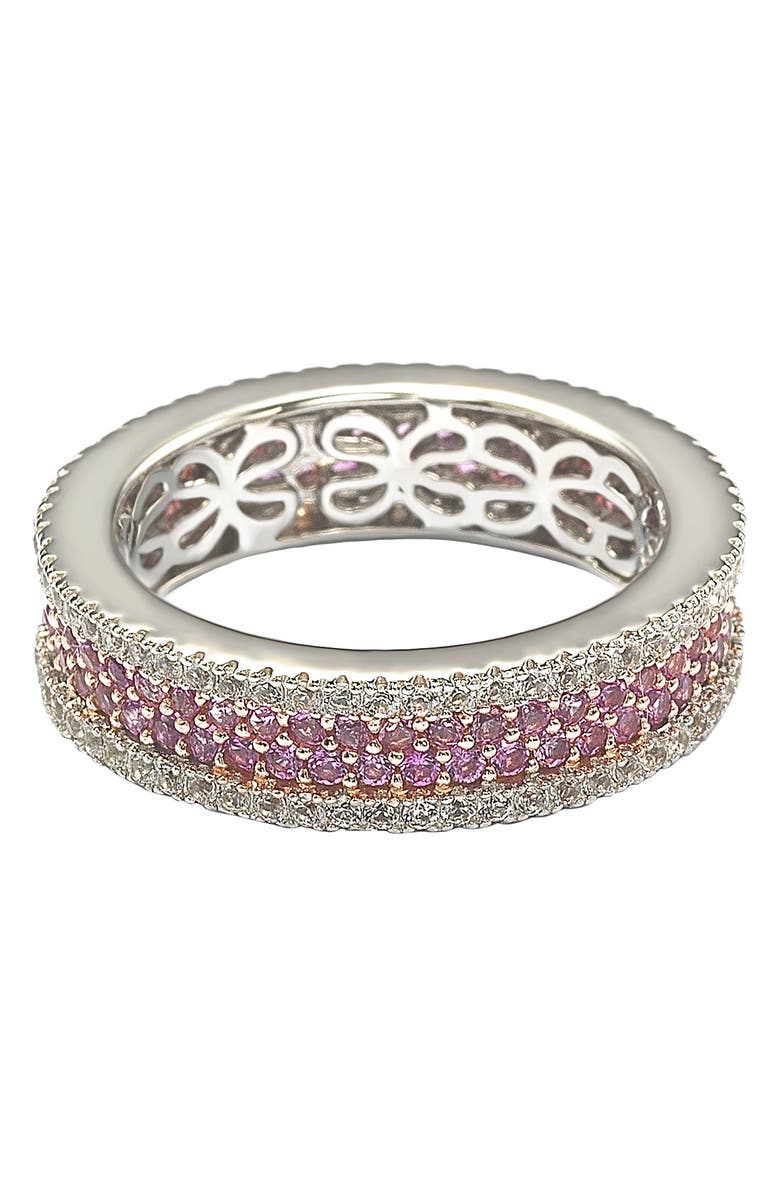 SUZY LEVIAN Sterling Silver Accent Pavé Pink Sapphire Eternity Band Ring, Alternate, color, Pink