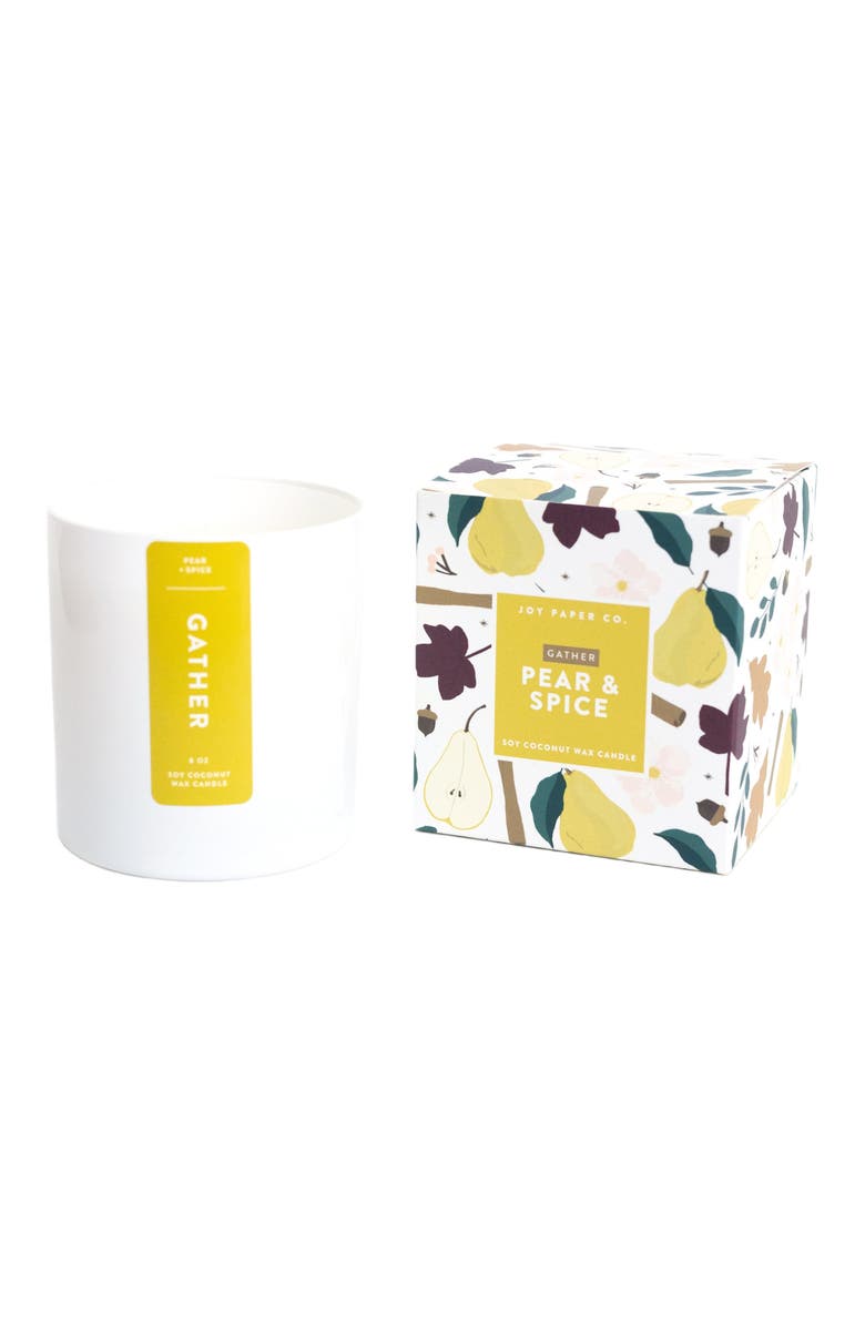 Joy Paper Co. Gather Pear Spice Blend Coconut Soy Candle, Alternate, color, White Glass Tumbler