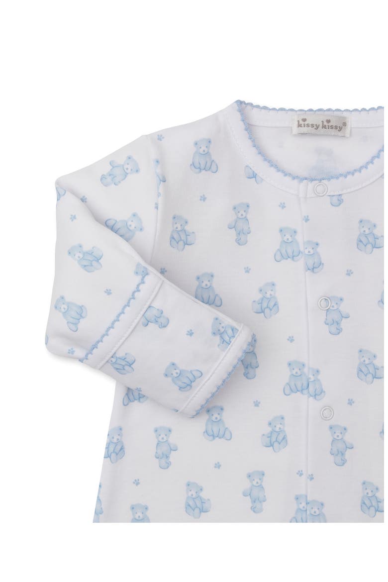 Teddy Bear Print Convertible Pima Cotton Gown, Alternate, color, LIGHT BLUE