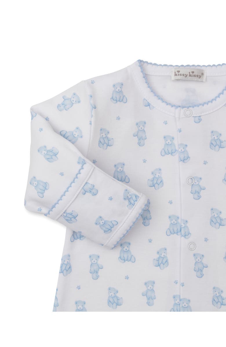 Kissy Kissy Teddy Bear Print Convertible Pima Cotton Gown, Alternate, color, Light Blue