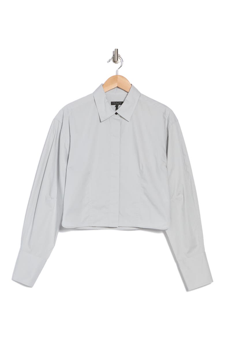 Becca Crop Poplin Button-Up Shirt, Alternate, color, STORM