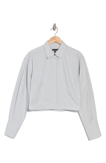 Rag & Bone Becca Crop Poplin Button-up Shirt In Storm