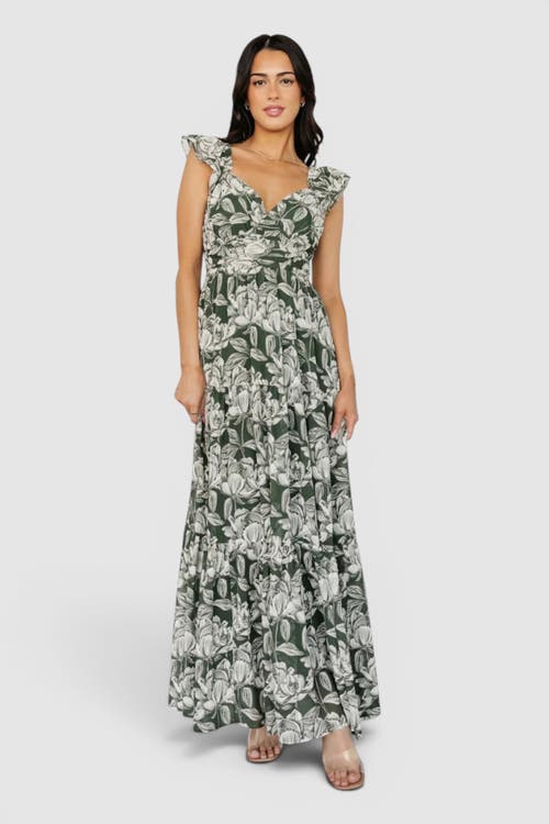 Baltic Børn Martina Maxi Dress in Green + White at Nordstrom, Size Medium