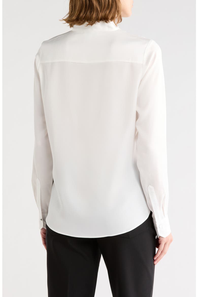 Crinkled Chiffon Long Sleeve Tie Neck Shirt, Alternate, color, IVORY