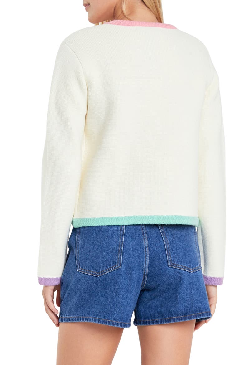 Colorblock Cardigan, Alternate, color, WHITE MULTI