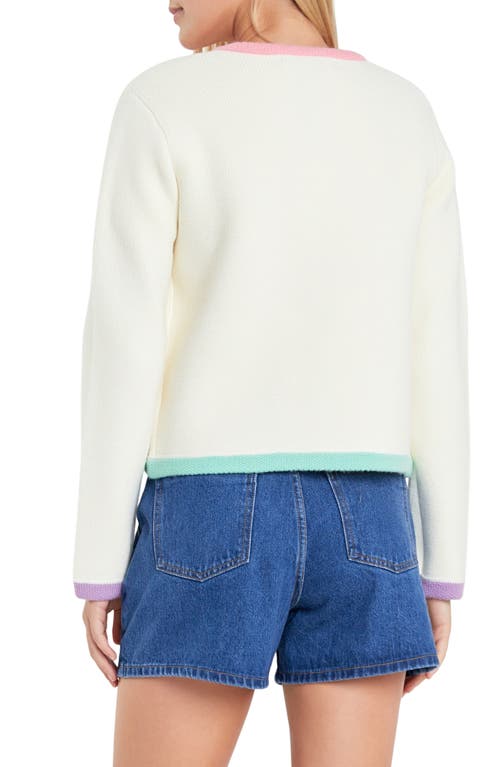 English Factory Colorblock Cardigan In White Multi