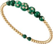 EDEN PRESLEY Bubbles Diamond & Malachite Beaded Flex Bangle Bracelet