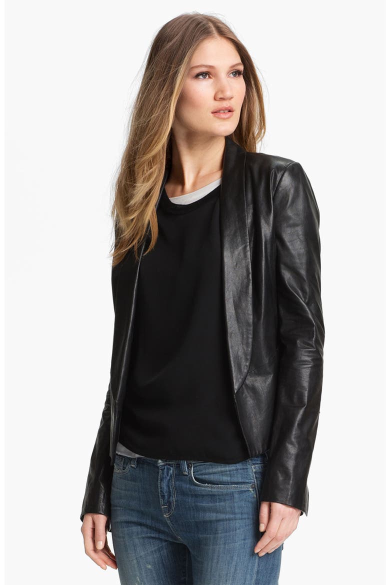 Leather Blazer, Main, color, BLACK