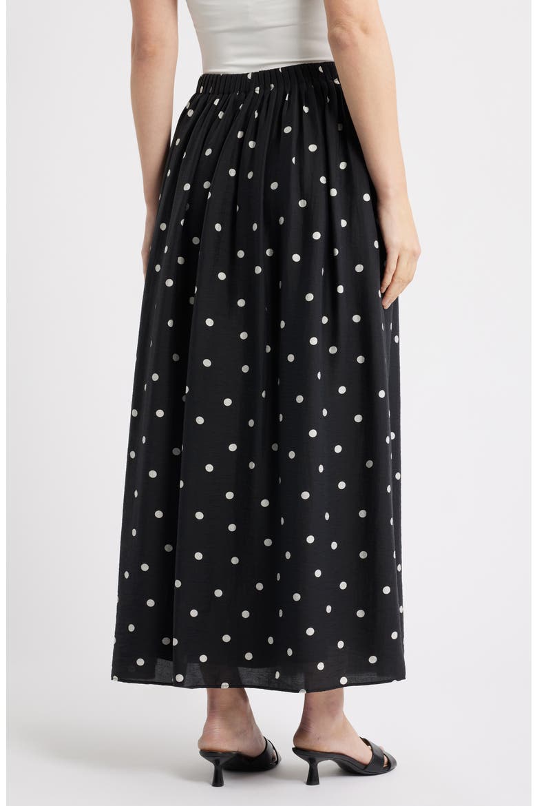 Print Pleated Maxi Skirt, Alternate, color, BLACK- IVORY DISORDERLY DOT