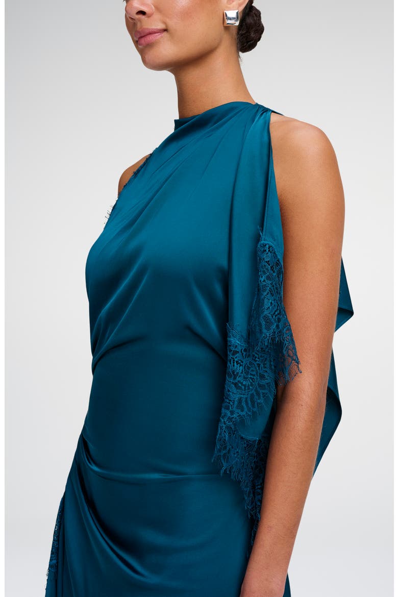 Miriam Lace Trim Asymmetrical Midi Dress, Alternate, color, LIGHT TEAL/ LIGHT TEAL